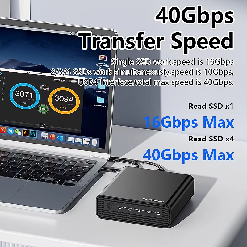 Aluminiowa obudowa M2 4-Bay US – Nvme Ssd recenzja i cena